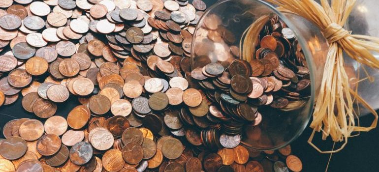 Many coins on the table