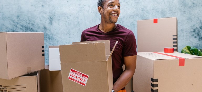 man holding a box