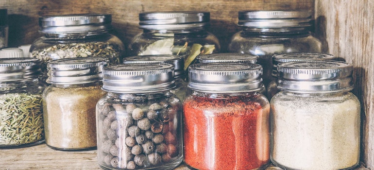 spices in glass jars